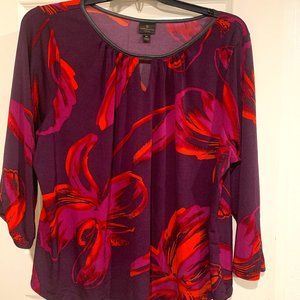 Purple floral blouse